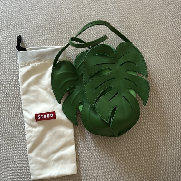STAUD GREEN LEATHER PALM LEAF BAG - Picture 6 of 6